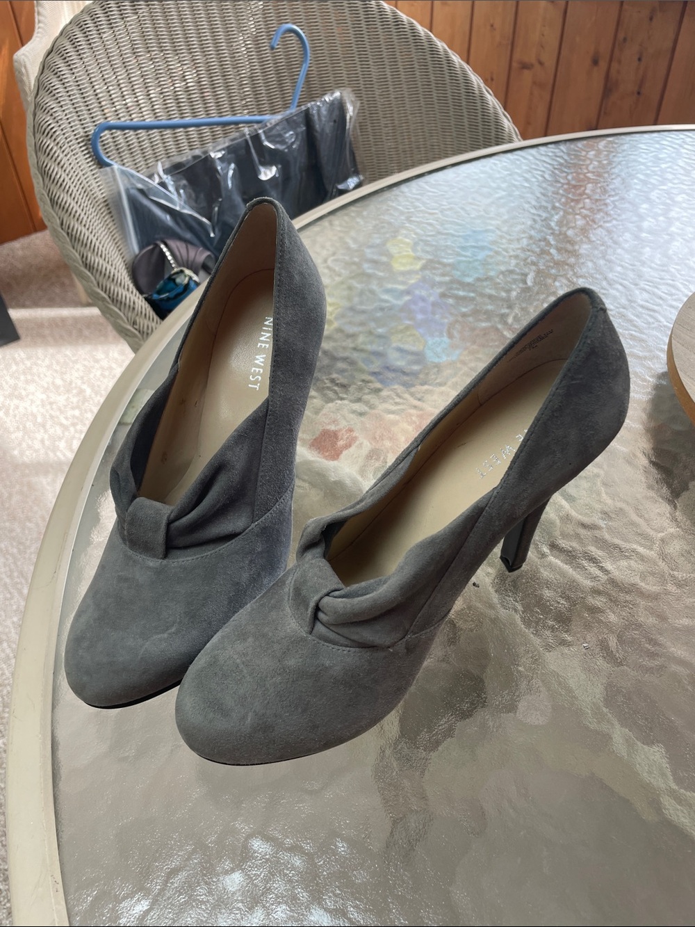 Nine West Gray Suede Knot-Front Pumps